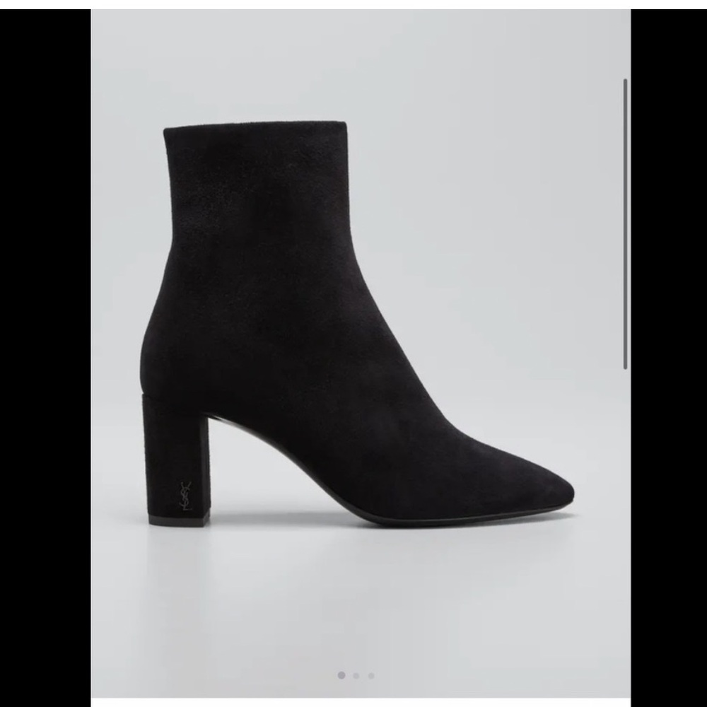 Yves Saint Laurent Black Suede Ankle Boots / Size 37